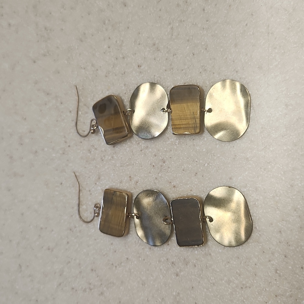 Gold/Bronze Multi Shaped Drop Earrings, GUC